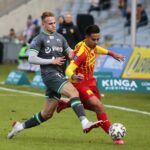 01.03.2020 Kielce. Mecz Korona Kielce - Lecha Gdańsk. Rodrigo Zalazar (z prawej) / Wiktor Taszłow / Radio Kielce