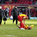 01.03.2020 Kielce. Mecz Korona Kielce - Lecha Gdańsk. Matej Pucko i Marcin Cebula / Wiktor Taszłow / Radio Kielce