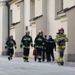 01.03.2020. Kielce. Straż pożarna przy kieleckiej katedrze / Wiktor Taszłow / Radio Kielce