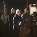 01.03.2020. Kielce. Obchody Narodowego Dnia Pamięci Żołnierzy Wyklętych. Przemawia Dorota Koczwańska-Kalita - naczelnik kieleckiej delegatury IPN / Wiktor Taszłow / Radio Kielce