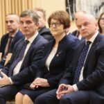 04.03.2020. Kielce. Koncert jubileuszowy z okazji 100 rocznicy obecności posługi Misjonarzy Oblatów Maryi Niepokalanej w Polsce. Na zdjęciu (od lewej): Andrzej Pruś - przewodniczący sejmiku województwa świętokrzyskiego, Maria Zuba - doradca wojewody świętokrzyskiego, Rafał Nowak - wicewojewoda świętokrzyski / Wiktor Taszłow / Radio Kielce