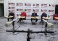 08.03.2020. Radio Kielce. Studio Polityczne. Na zdjęciu (od lewej): Marek Bogusławski - wicemarszałek województwa świętokrzyskiego, Małgorzata Marenin - Nowa Lewica, Dawid Lewicki - partia KORWIN, Edward Rzepka - szef sztabu wyborczego Małgorzaty Kidawy-Błońskiej / Wiktor Taszłow / Radio Kielce