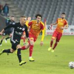 09.03.2020. Kielce. 26. kolejka PKO Ekstraklasy: Korona Kielce - ŁKS Łódź. Na zdjęciu (z prawej): Bojan Cecarić / Wiktor Taszłow / Radio Kielce