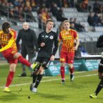 09.03.2020. Kielce. 26. kolejka PKO Ekstraklasy: Korona Kielce - ŁKS Łódź. Na zdjęciu (z prawej): Bojan Cecarić, z tyłu: Mateusz Spychała / Wiktor Taszłow / Radio Kielce