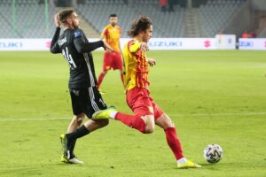 09.03.2020. Kielce. 26. kolejka PKO Ekstraklasy: Korona Kielce - ŁKS Łódź. Na zdjęciu (z prawej): Bojan Cecarić / Wiktor Taszłow / Radio Kielce