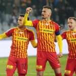 09.03.2020. Kielce. 26. kolejka PKO Ekstraklasy: Korona Kielce - ŁKS Łódź. Na zdjęciu (od lewej): Rodrigo Zalazar, Adnan Kovacević, Mateusz Spychała / Wiktor Taszłow / Radio Kielce