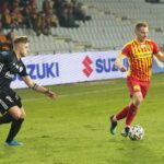 09.03.2020. Kielce. 26. kolejka PKO Ekstraklasy: Korona Kielce - ŁKS Łódź. Na zdjęciu (z prawej): Mateusz Spychała / Wiktor Taszłow / Radio Kielce