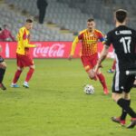 09.03.2020. Kielce. 26. kolejka PKO Ekstraklasy: Korona Kielce - ŁKS Łódź. Na zdjęciu (z lewej): Adnan Kovacević - kapitan Korony / Wiktor Taszłow / Radio Kielce