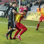 09.03.2020. Kielce. 26. kolejka PKO Ekstraklasy: Korona Kielce - ŁKS Łódź. W walce o piłkę Rodrigo Zalazar / Wiktor Taszłow / Radio Kielce