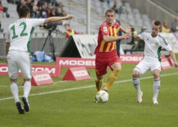 16.04.2016. Korona Kielce - Śląsk Wrocław. Siergiej Pilipczuk / Jarosław Kubalski / Radio Kielce