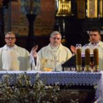 12.04.2020 Sandomierz. Msza święta rezurekcyjna pod przewodnictwem biskupa sandomierskiego Krzysztofa Nitkiewicza / ks. Wojciech Kania