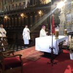 12.04.2020 Sandomierz. Msza święta rezurekcyjna pod przewodnictwem biskupa sandomierskiego Krzysztofa Nitkiewicza / Grażyna Szlęzak-Wójcik / Radio Kielce