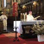 12.04.2020 Sandomierz. Msza święta rezurekcyjna pod przewodnictwem biskupa sandomierskiego Krzysztofa Nitkiewicza / Grażyna Szlęzak-Wójcik / Radio Kielce