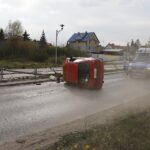 24.04.2020 Kielce. Dachowanie pojazdu na ul. Łódzkiej / Jarosław Kubalski / Radio Kielce