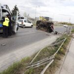 24.04.2020 Kielce. Dachowanie pojazdu na ul. Łódzkiej / Jarosław Kubalski / Radio Kielce