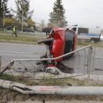 24.04.2020 Kielce. Dachowanie pojazdu na ul. Łódzkiej / Jarosław Kubalski / Radio Kielce