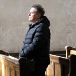 14.04.2020 Wiślica. Msza w święto Chrztu Polski. Na zdjęciu: Jacek Gocyk - przewodniczący rady miejskiej w Wiślicy / Marta Gajda / Radio Kielce