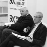 23.10.2018 Radio Kielce. 500 odcinek audycji Moc Historii autorstwa Bohdana Gumowskiego i Cezarego Jastrzębskiego nagrywany z udziałem publiczności. Na zdjęciu (od lewej): autorzy Cezary Jastrzębski i Bohdan Gumowski / Jarosław Kubalski / Radio Kielce