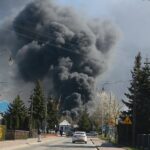 19.04.2020. Sitkówka-Nowiny. Pożar składowiska odpadów / Wiktor Taszłow / Radio Kielce