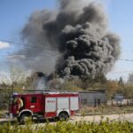 Sitkówka-Nowiny. Pożar składowiska odpadów / Fot. Wiktor Taszłow - Radio Kielce