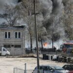 19.04.2020. Sitkówka-Nowiny. Pożar składowiska odpadów / Wiktor Taszłow / Radio Kielce