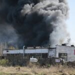 19.04.2020. Sitkówka-Nowiny. Pożar składowiska odpadów / Wiktor Taszłow / Radio Kielce