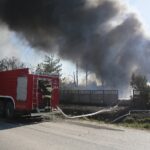 19.04.2020. Sitkówka-Nowiny. Pożar składowiska odpadów / Wiktor Taszłow / Radio Kielce