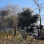 19.04.2020. Sitkówka-Nowiny. Pożar składowiska odpadów / Wiktor Taszłow / Radio Kielce