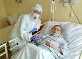 103-letnia Teresa Wójcik w szpitalu zakaźnym w Koźlu / archiwum szpitala