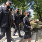 08.05.2020. Sandomierz. Uroczystości z okazji 75. rocznicy zakończenia II wojny światowej. Na zdjęciu: delegacja 3. Sandomierskiego Batalionu Radiotechnicznego i WKU w Sandomierzu / Grażyna-Szlęzak-Wójcik / Radio Kielce