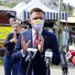 19.05.2020. Kielce. Konferencja prasowa Szymona Hołowni. Na zdjęciu: Szymon Hołownia - kandydat na prezydenta RP / Piotr Kwaśniewski / Radio Kielce