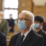 01.05.2020. Kielce. Msza św. w intencji Ojczyzny, Świata Pracy i Boże Miłosierdzie o ustanie epidemii koronawirusa. Na zdjęciu: Waldemar Bartosz, przewodniczący świętokrzyskiej Solidarności / Jarosław Kubalski / Radio Kielce