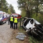 05.05.2020. Samsonów-Ciągłe. Wypadek kursowego busa / Jarosław Kubalski / Radio Kielce