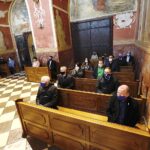 16.05.2020. Święty Krzyż. Msza św. w intencji prezydenta RP Andrzeja Dudy. Na zdjęciu (od lewej): poseł Krzysztof Lipiec - lider świętokrzyskich struktur PiS, Zbigniew Koniusz - wojewoda świętokrzyski, Mirosław Gębski - starosta kielecki, Marek Bogusławski - wicemarszałek województwa świętokrzyskiego / Jarosław Kubalski / Radio Kielce