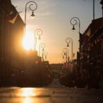 09.05.2020 Kielce. Zachód słońca nad ulicą Sienkiewicza / Wiktor Taszlow / Radio Kielce