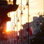 09.05.2020 Kielce. Zachód słońca nad ulicą Sienkiewicza / Wiktor Taszlow / Radio Kielce
