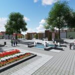 Wizualizacja Placu Tadeusza Kościuszki w Małogoszczu. Koncepcja Zbigniewa Stawskiego / Z. Stawski