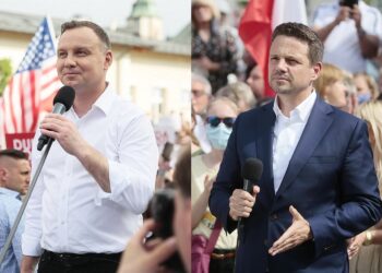 29.06.2020. Kielce. Kandydaci, którzy zmierzą się w drugiej turze wyborów prezydenckich. Na zdjęciu (od lewej): Andrzej Duda i Rafał Trzaskowski / Piotr Michalski / Radio Kielce