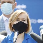 15.06.2020. Wąchock. Konferencja wiceministra infrastruktury. Na zdjęciu:  Anna Krupka - wiceminister sportu / Jarosław Kubalski / Radio Kielce