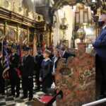 01.06.2020 Skalbmierz. Msza święta w 30. rocznicę samorządu terytorialnego. Na zdjęciu (z prawej): poseł Krzysztof Lipiec / Marta Gajda / Radio Kielce