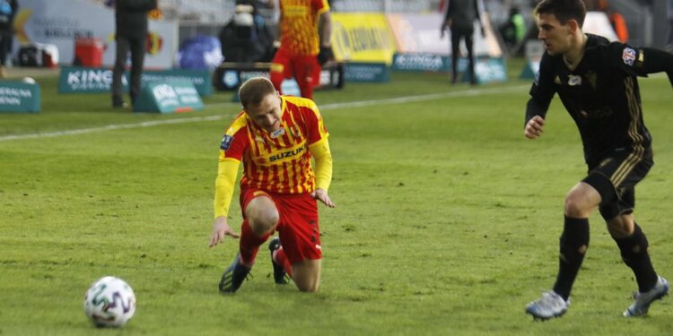 08.02.2020 Kielce. Mecz Korona Kielce - Górnik Zabrze. Mateusz Spychała / Jarosław Kubalski / Radio Kielce