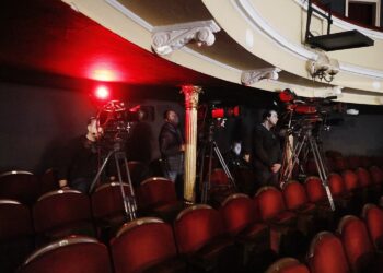 28.02.2020 Kielce. Teatr im. Stefana Żeromskiego. Rejestracja dla TVP Kultura spektaklu „Widnokrąg” Wiesława Myśliwskiego / Jarosław Kubalski / Radio Kielce