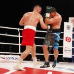 26.06.2020. Kielce. II gala Suzuki Boxing Night. Walka wieczoru. Mateusz Masternak (w czerwonych spodenkach) - Sierhy Radczenko / Jarosław Kubalski / Radio Kielce