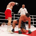 26.06.2020. Kielce. II gala Suzuki Boxing Night. Walka wieczoru. Mateusz Masternak (w czerwonych spodenkach) - Sierhy Radczenko / Jarosław Kubalski / Radio Kielce
