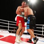26.06.2020. Kielce. II gala Suzuki Boxing Night. Walka wieczoru. Mateusz Masternak (w czerwonych spodenkach) - Sierhy Radczenko / Jarosław Kubalski / Radio Kielce