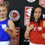 26.06.2020. Kielce. Suzuki Boxing Night. Oficjalne ważenie zawodników. Na zdjęciu (od lewej): Karolina Krysztoforska i Sandra Drabik / Jakub Rożek / Radio Kielce