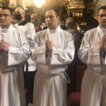 18.06.2020 Sandomierz. Sakrament wyświęcenia diakonów. Od lewej diakoni  Aleksander Zdun,  Karol Klecha,  Jan Golec / Grażyna Szlęzak-Wójcik / Radio Kielce