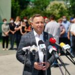 19.06.2020 Pińczów. Konferencja prezydenta Andrzeja Dudy / Piotr Kwaśniewski / Radio Kielce