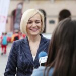 19.06.2020. Kielce. Oficjalne otwarcie turnieju „Piątka na Rynku Sport CK”. Na zdjęciu: Renata Janik - wicemarszałek województwa świętokrzyskiego / Wiktor Taszłow / Radio Kielce