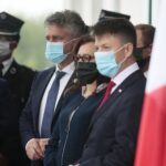 22.06.2020. Kielce. Podsumowanie naboru wniosków w ramach programu "Dofinansowanie zakupu sprzętu i wyposażenia jednostek OSP w województwie świętokrzyskim". Na zdjęciu (od lewej): poseł Mariusz Gosek, senator Krzysztof Słoń, poseł Agata Wojtyszek i poseł Bartłomiej Dorywalski  / Wiktor Taszłow / Radio Kielce